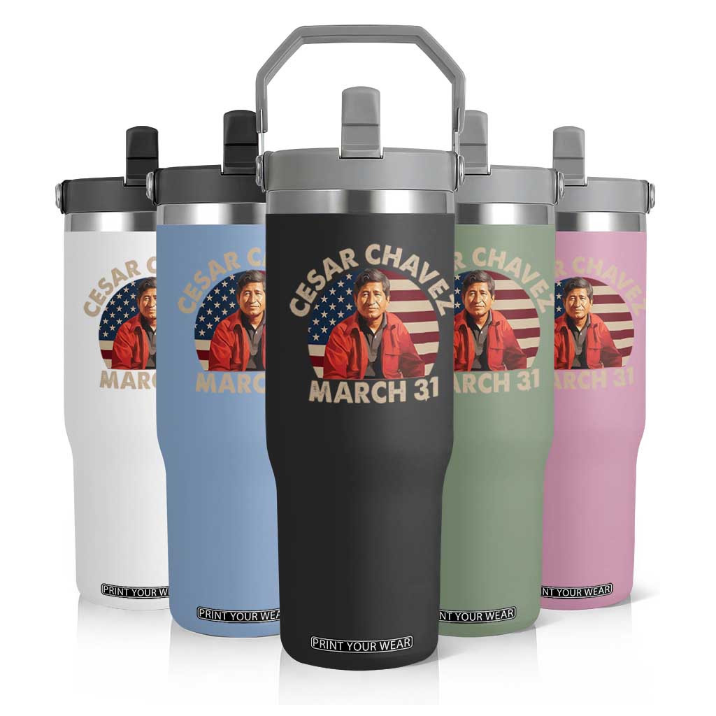 Cesar Chavez Day Flip Straw Tumbler March Holiday Hispanic Heritage American Flag TS11 Print Your Wear