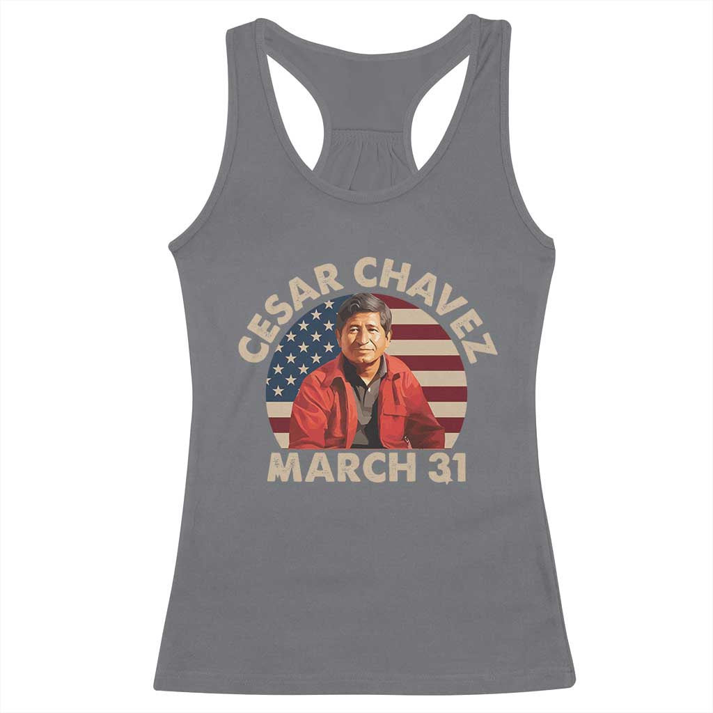 Cesar Chavez Day Racerback Tank Top March Holiday Hispanic Heritage American Flag TS11 Charcoal Print Your Wear