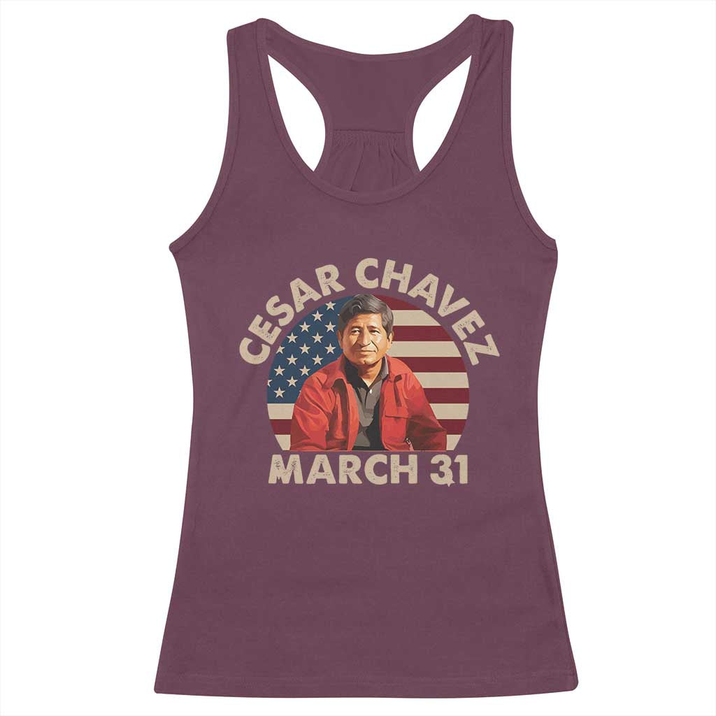 Cesar Chavez Day Racerback Tank Top March Holiday Hispanic Heritage American Flag TS11 Maroon Print Your Wear