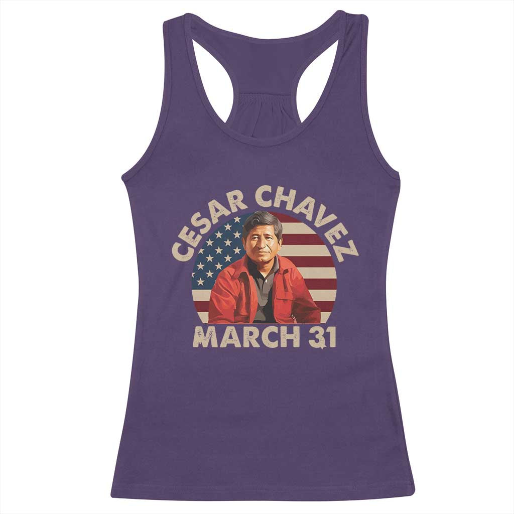 Cesar Chavez Day Racerback Tank Top March Holiday Hispanic Heritage American Flag TS11 Purple Print Your Wear