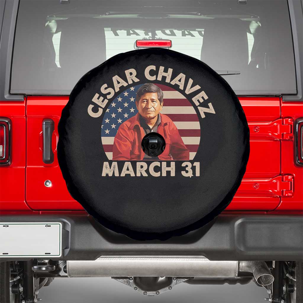 Cesar Chavez Day Spare Tire Cover March Holiday Hispanic Heritage American Flag TS11 Black Print Your Wear