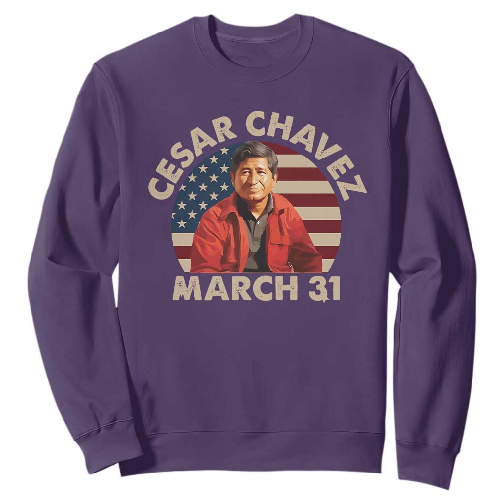 Cesar Chavez Day Sweatshirt March Holiday Hispanic Heritage American Flag TS11 Purple Print Your Wear
