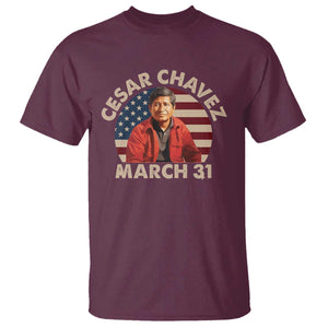 Cesar Chavez Day T Shirt March Holiday Hispanic Heritage American Flag TS11 Maroon Print Your Wear