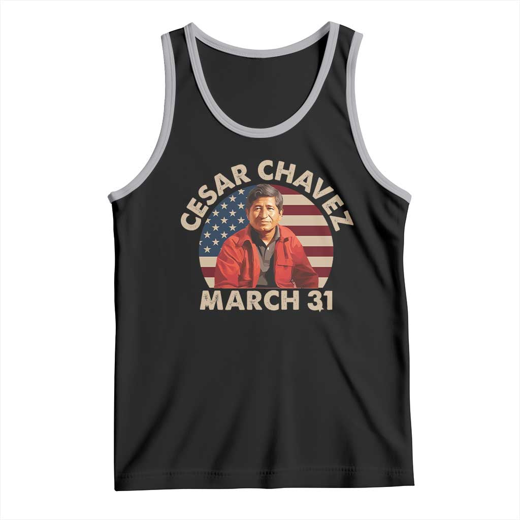 Cesar Chavez Day Tank Top March Holiday Hispanic Heritage American Flag TS11 Black Athletic Heather Print Your Wear