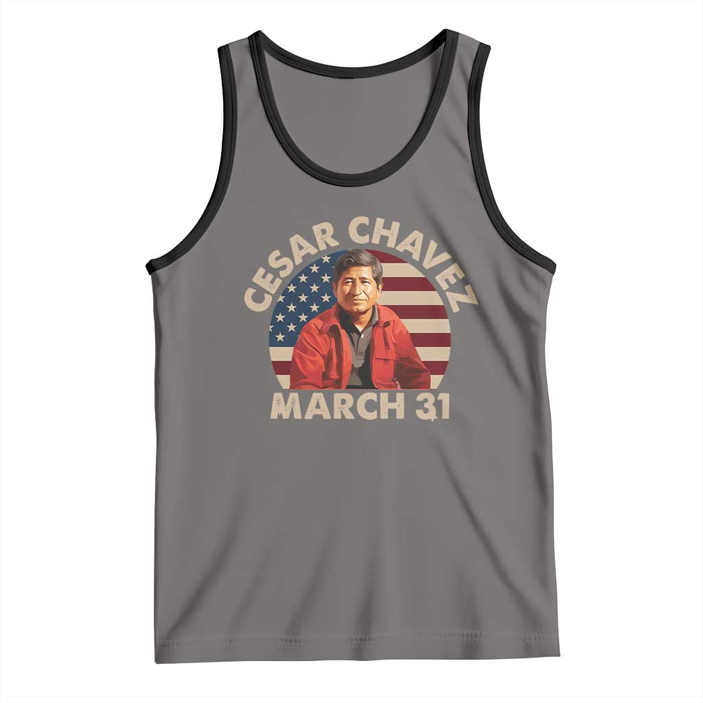 Cesar Chavez Day Tank Top March Holiday Hispanic Heritage American Flag TS11 Deep Heather Black Print Your Wear
