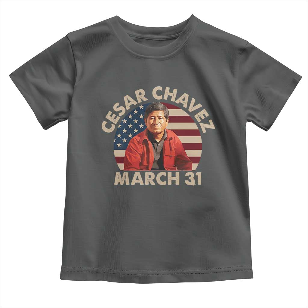 Cesar Chavez Day Toddler T Shirt March Holiday Hispanic Heritage American Flag TS11 Dark Heather Print Your Wear