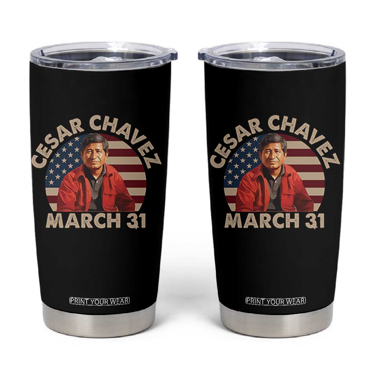 Cesar Chavez Day Tumbler Cup March Holiday Hispanic Heritage American Flag TS11 Black Print Your Wear