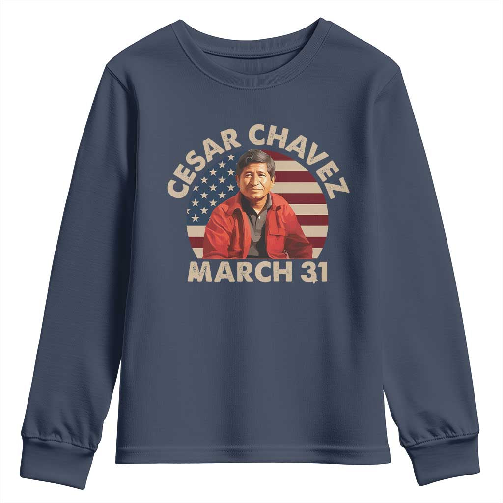 Cesar Chavez Day Youth Sweatshirt March Holiday Hispanic Heritage American Flag TS11 Navy Print Your Wear