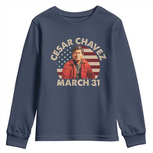 Cesar Chavez Day Youth Sweatshirt March Holiday Hispanic Heritage American Flag TS11 Navy Print Your Wear