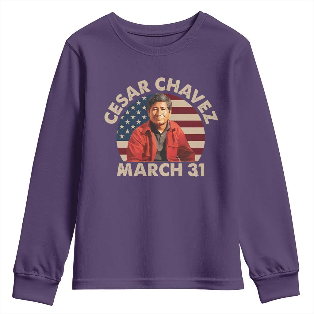 Cesar Chavez Day Youth Sweatshirt March Holiday Hispanic Heritage American Flag TS11 Purple Print Your Wear