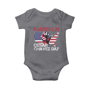Cesar Chavez Day Baby Onesie March 31 Hand Fist American Flag TS11 Charcoal Print Your Wear