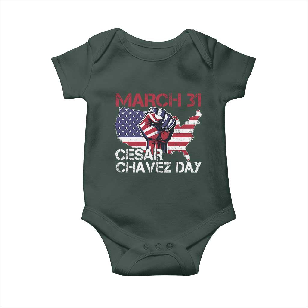 Cesar Chavez Day Baby Onesie March 31 Hand Fist American Flag TS11 Print Your Wear