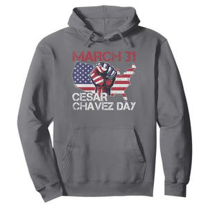 Cesar Chavez Day Hoodie March 31 Hand Fist American Flag TS11 Charcoal Print Your Wear