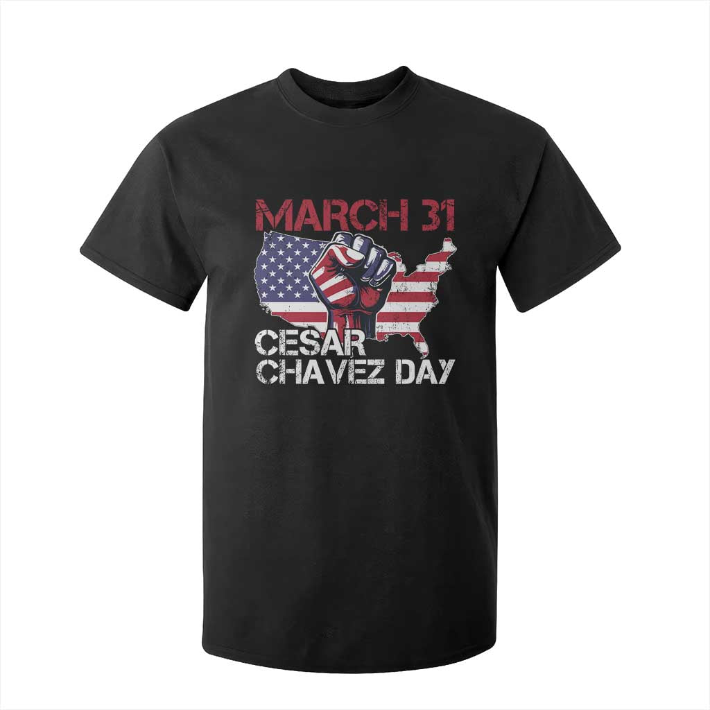 Cesar Chavez Day T Shirt For Kid March 31 Hand Fist American Flag TS11 Black Print Your Wear