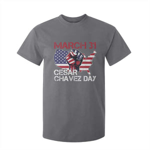 Cesar Chavez Day T Shirt For Kid March 31 Hand Fist American Flag TS11 Charcoal Print Your Wear