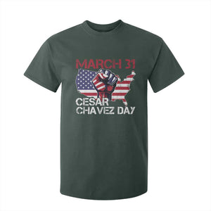 Cesar Chavez Day T Shirt For Kid March 31 Hand Fist American Flag TS11 Dark Forest Green Print Your Wear