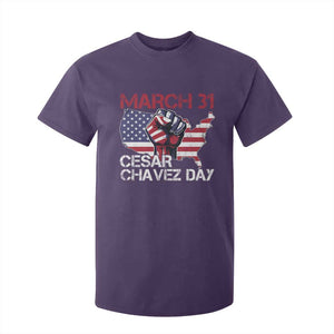 Cesar Chavez Day T Shirt For Kid March 31 Hand Fist American Flag TS11 Purple Print Your Wear