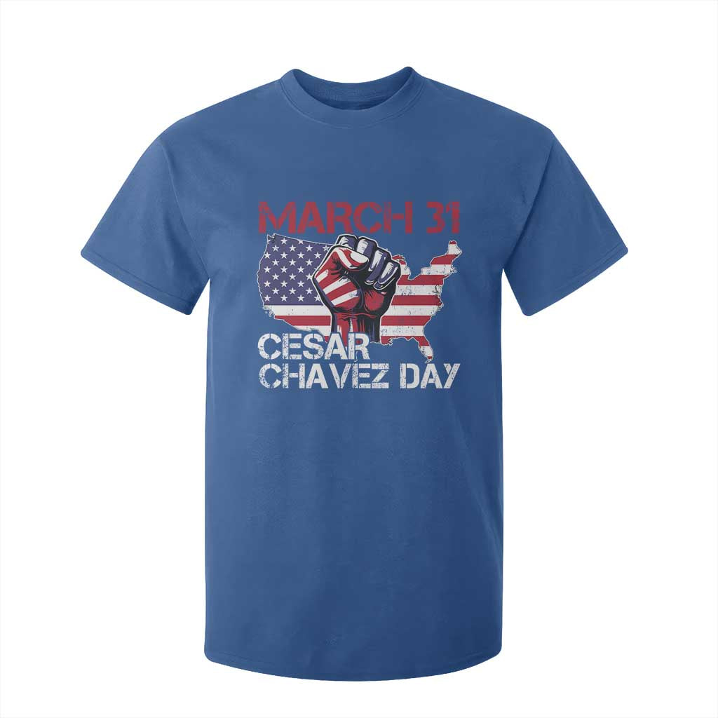 Cesar Chavez Day T Shirt For Kid March 31 Hand Fist American Flag TS11 Royal Blue Print Your Wear