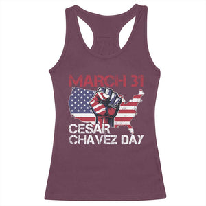 Cesar Chavez Day Racerback Tank Top March 31 Hand Fist American Flag TS11 Maroon Print Your Wear