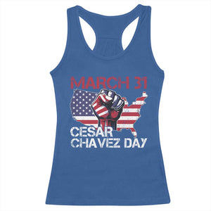 Cesar Chavez Day Racerback Tank Top March 31 Hand Fist American Flag TS11 Royal Blue Print Your Wear