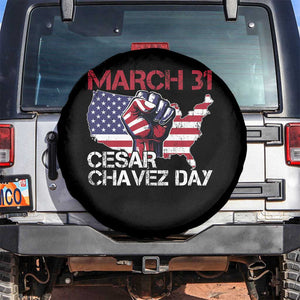 Cesar Chavez Day Spare Tire Cover March 31 Hand Fist American Flag TS11 No hole Black Print Your Wear