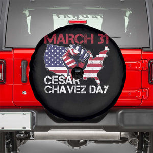 Cesar Chavez Day Spare Tire Cover March 31 Hand Fist American Flag TS11 Black Print Your Wear