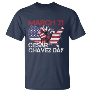 Cesar Chavez Day T Shirt March 31 Hand Fist American Flag TS11 Navy Print Your Wear