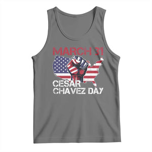 Cesar Chavez Day Tank Top March 31 Hand Fist American Flag TS11 Black Heather Print Your Wear
