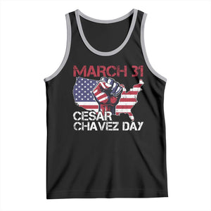 Cesar Chavez Day Tank Top March 31 Hand Fist American Flag TS11 Black Athletic Heather Print Your Wear