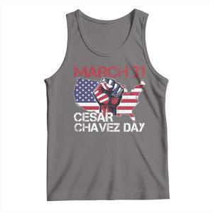 Cesar Chavez Day Tank Top March 31 Hand Fist American Flag TS11 Deep Heather Print Your Wear