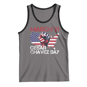 Cesar Chavez Day Tank Top March 31 Hand Fist American Flag TS11 Deep Heather Black Print Your Wear