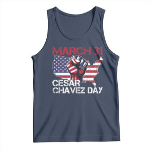Cesar Chavez Day Tank Top March 31 Hand Fist American Flag TS11 Navy Print Your Wear