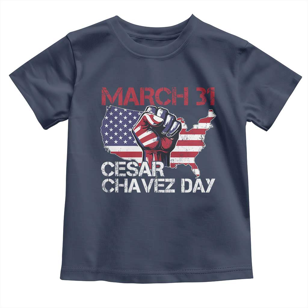 Cesar Chavez Day Toddler T Shirt March 31 Hand Fist American Flag TS11 Navy Print Your Wear