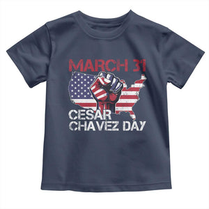 Cesar Chavez Day Toddler T Shirt March 31 Hand Fist American Flag TS11 Navy Print Your Wear
