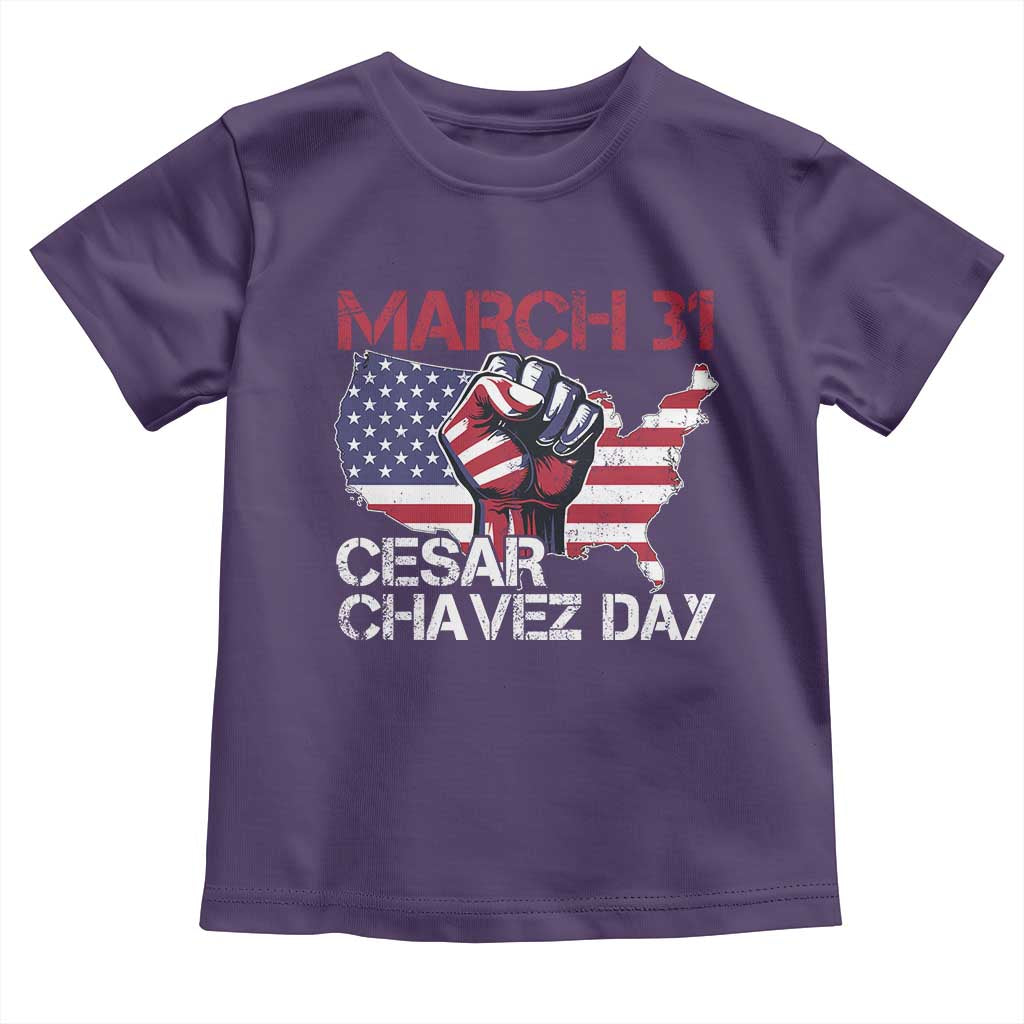 Cesar Chavez Day Toddler T Shirt March 31 Hand Fist American Flag TS11 Purple Print Your Wear