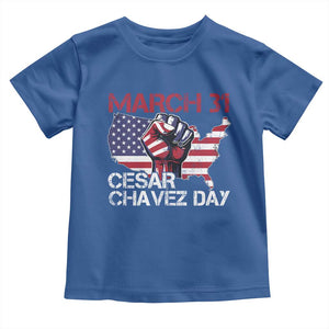 Cesar Chavez Day Toddler T Shirt March 31 Hand Fist American Flag TS11 Royal Blue Print Your Wear