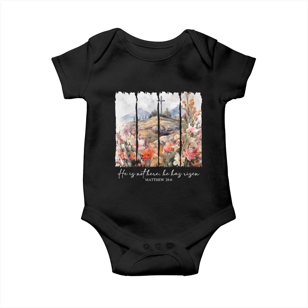 He Is Not Here He Has Risen Baby Onesie Christian Easter Religious Bible Verse TS11 Black Print Your Wear