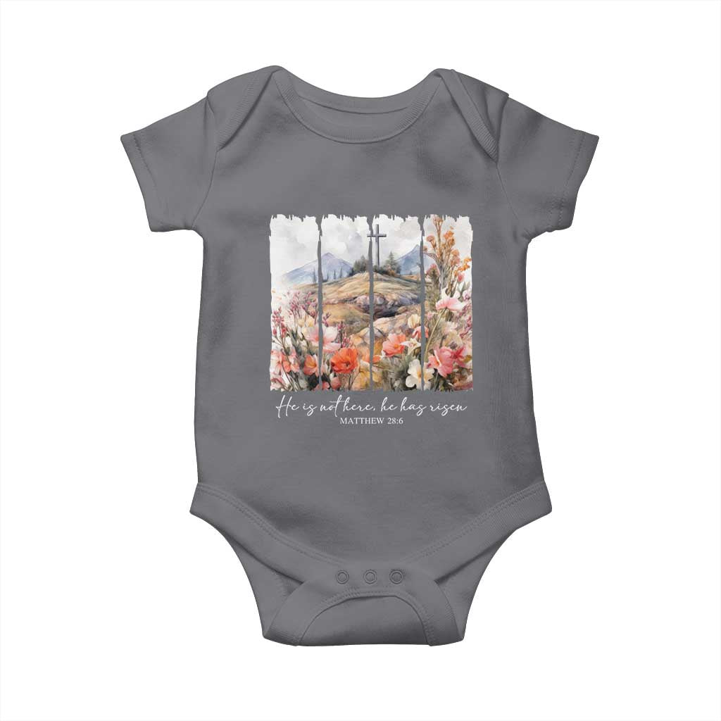 He Is Not Here He Has Risen Baby Onesie Christian Easter Religious Bible Verse TS11 Charcoal Print Your Wear