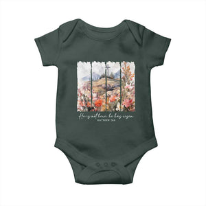 He Is Not Here He Has Risen Baby Onesie Christian Easter Religious Bible Verse TS11 Dark Forest Green Print Your Wear