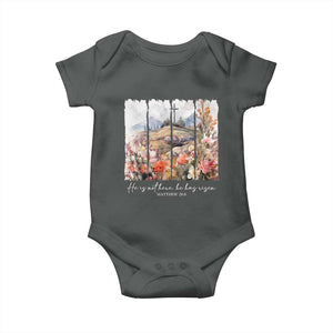 He Is Not Here He Has Risen Baby Onesie Christian Easter Religious Bible Verse TS11 Dark Heather Print Your Wear