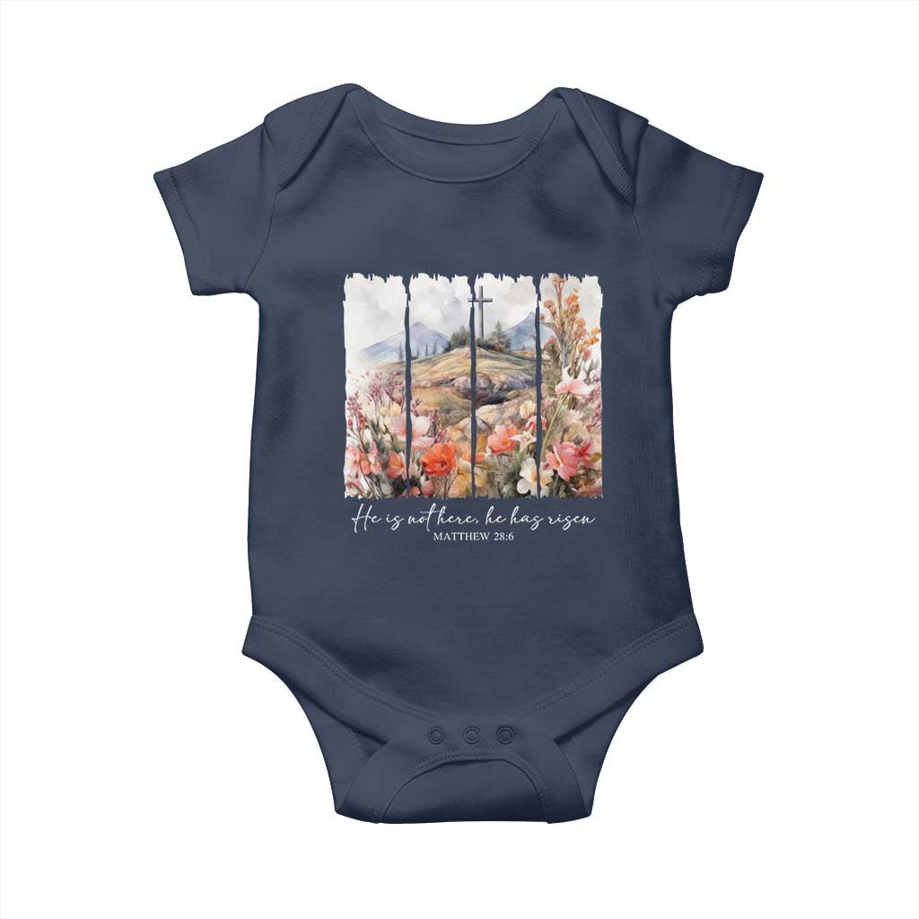 He Is Not Here He Has Risen Baby Onesie Christian Easter Religious Bible Verse TS11 Navy Print Your Wear
