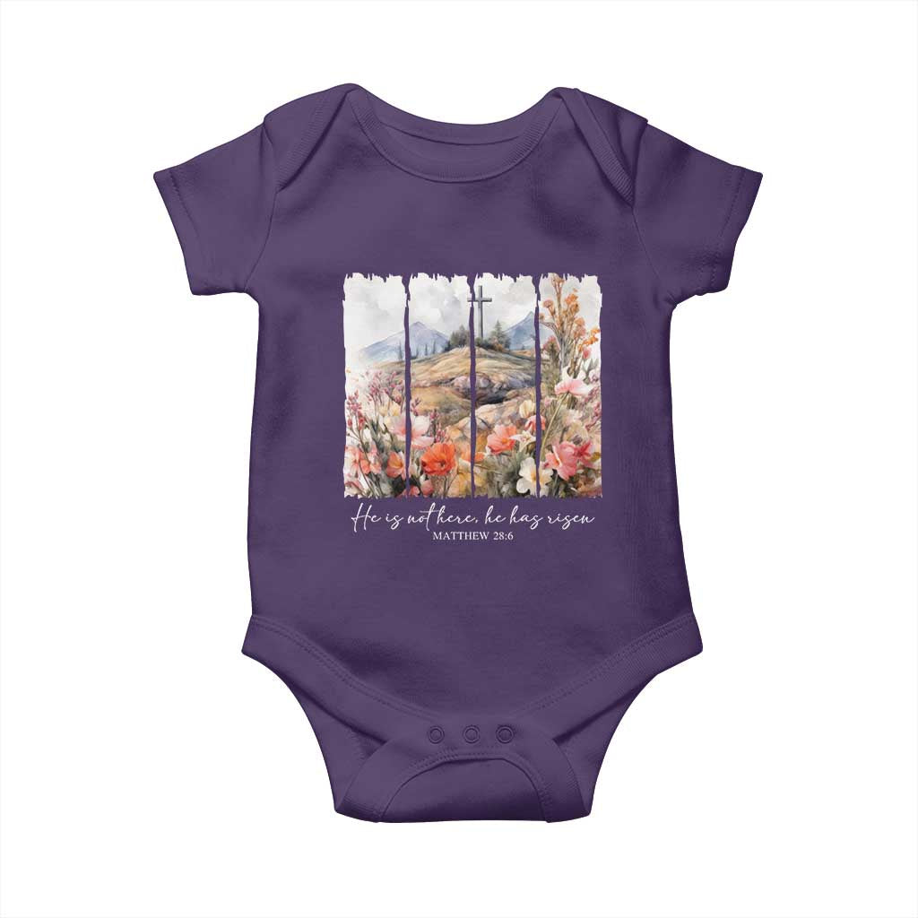He Is Not Here He Has Risen Baby Onesie Christian Easter Religious Bible Verse TS11 Purple Print Your Wear