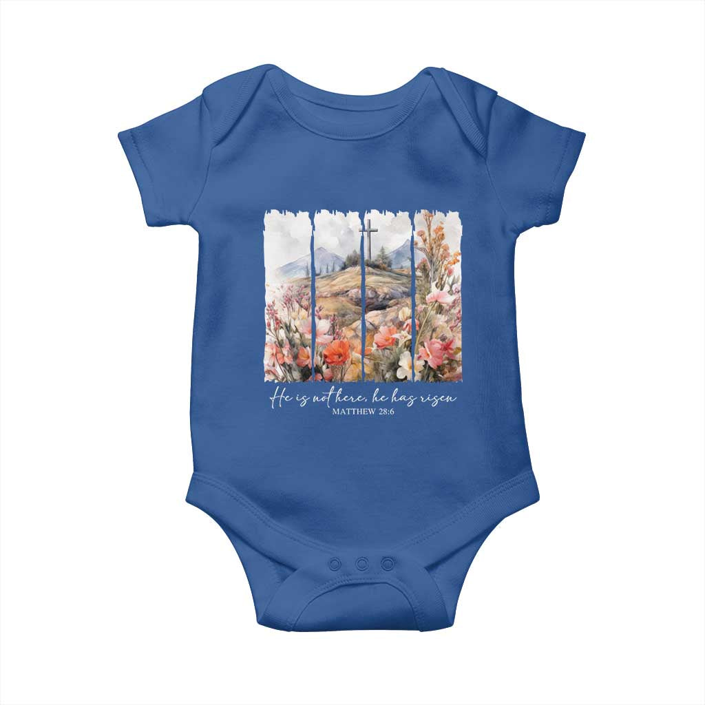 He Is Not Here He Has Risen Baby Onesie Christian Easter Religious Bible Verse TS11 Royal Blue Print Your Wear