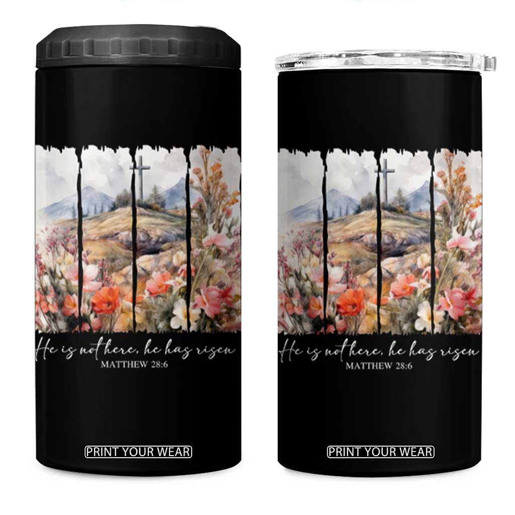 He Is Not Here He Has Risen 4 in 1 Can Cooler Tumbler Christian Easter Religious Bible Verse TS11 One Size: 16 oz Black Print Your Wear