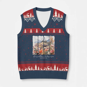 He Is Not Here He Has Risen V-Neck Knit Sweater Vest Christian Easter Religious Bible Verse TS11 Navy Red Print Your Wear
