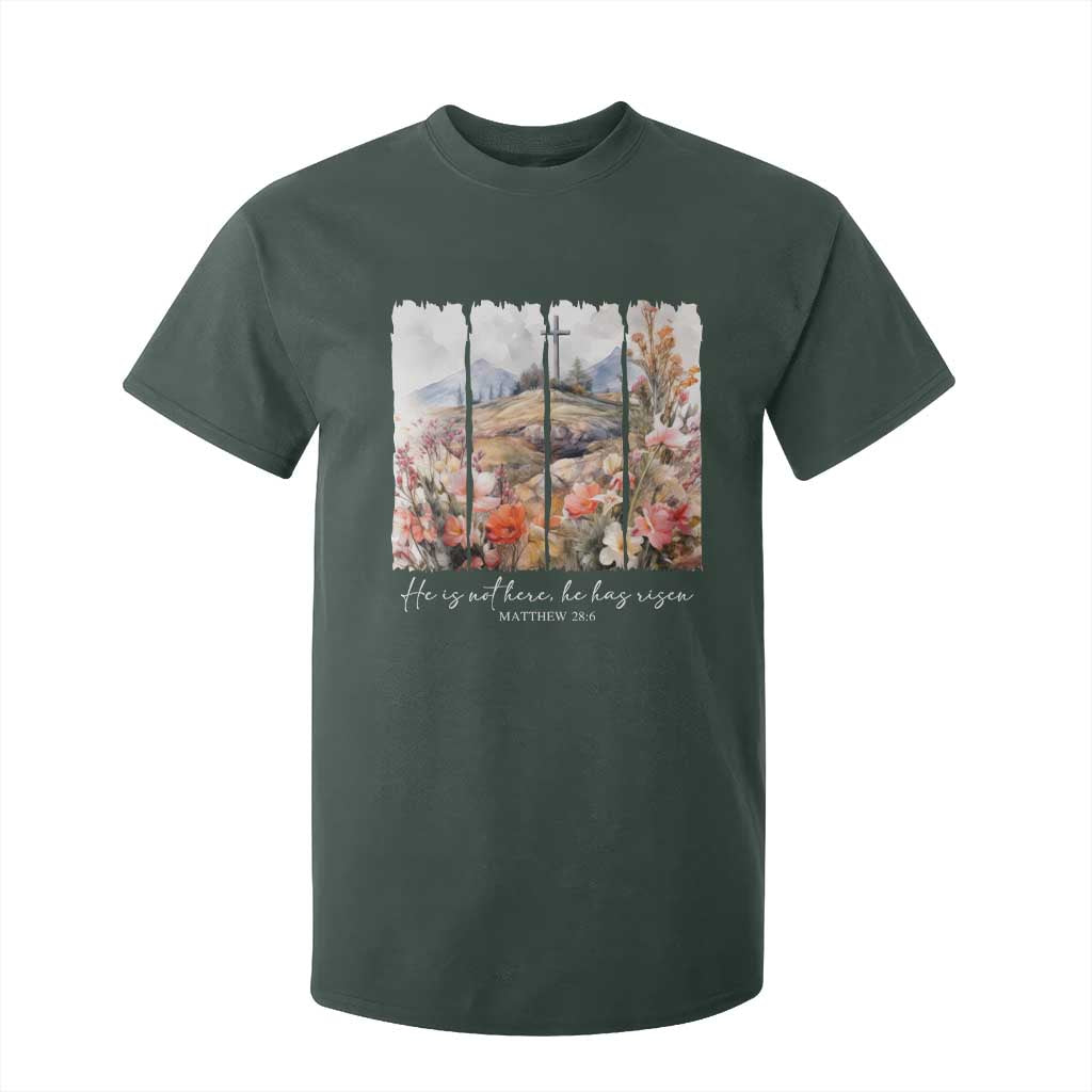 He Is Not Here He Has Risen T Shirt For Kid Christian Easter Religious Bible Verse TS11 Dark Forest Green Print Your Wear