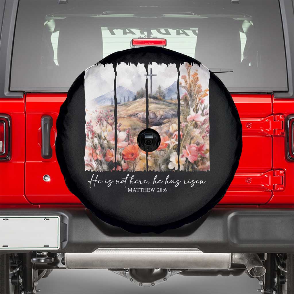 He Is Not Here He Has Risen Spare Tire Cover Christian Easter Religious Bible Verse TS11 Black Print Your Wear