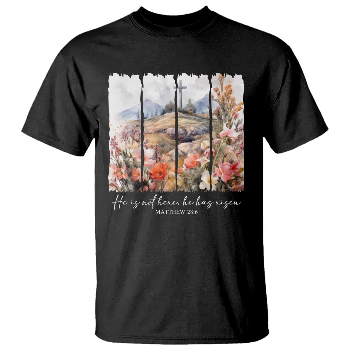 He Is Not Here He Has Risen T Shirt Christian Easter Religious Bible Verse TS11 Black Print Your Wear
