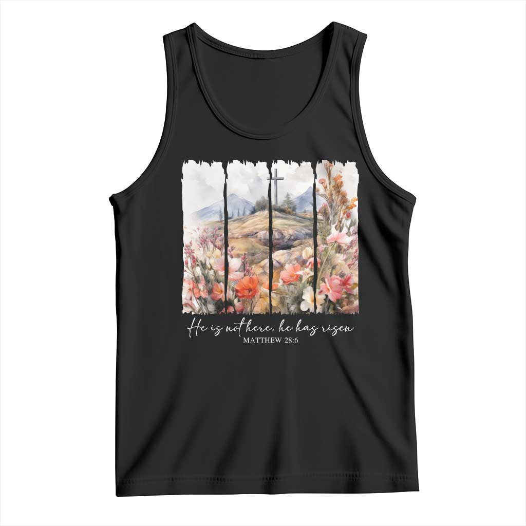 He Is Not Here He Has Risen Tank Top Christian Easter Religious Bible Verse TS11 Black Print Your Wear