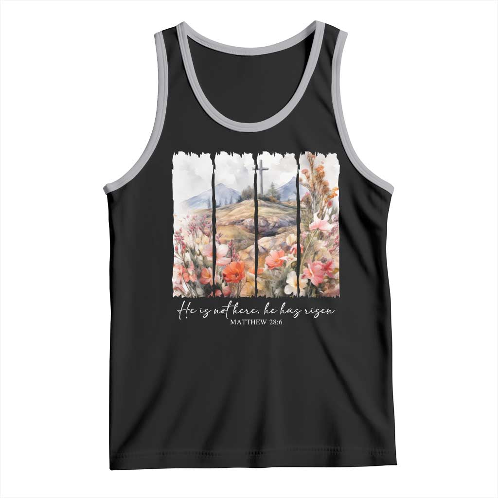 He Is Not Here He Has Risen Tank Top Christian Easter Religious Bible Verse TS11 Black Athletic Heather Print Your Wear